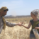 Amaia Arranz-Otaegui, a lead author on the paper about the bread discovery, and Ali Shakaiteer, a local assistant to the researchers, sample cereals in the Shubayqa area.